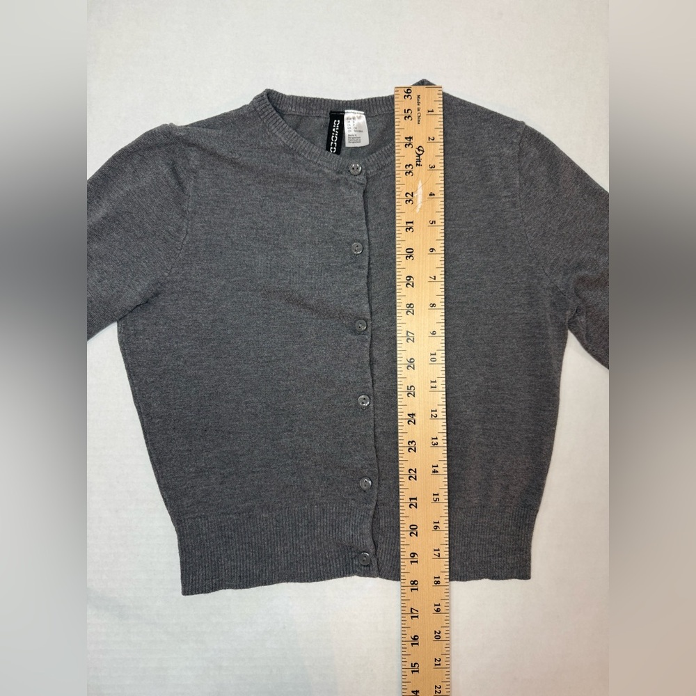 H&M Fitted Cardigan Dark Gray Melange Basic Size S - Picture 6 of 14